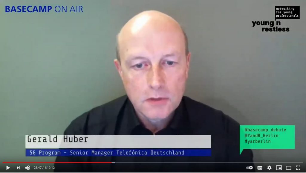 Screenshot der Veranstaltung: Gerald Huber, 5G Program - Senior Manager Telefónica Deutschland