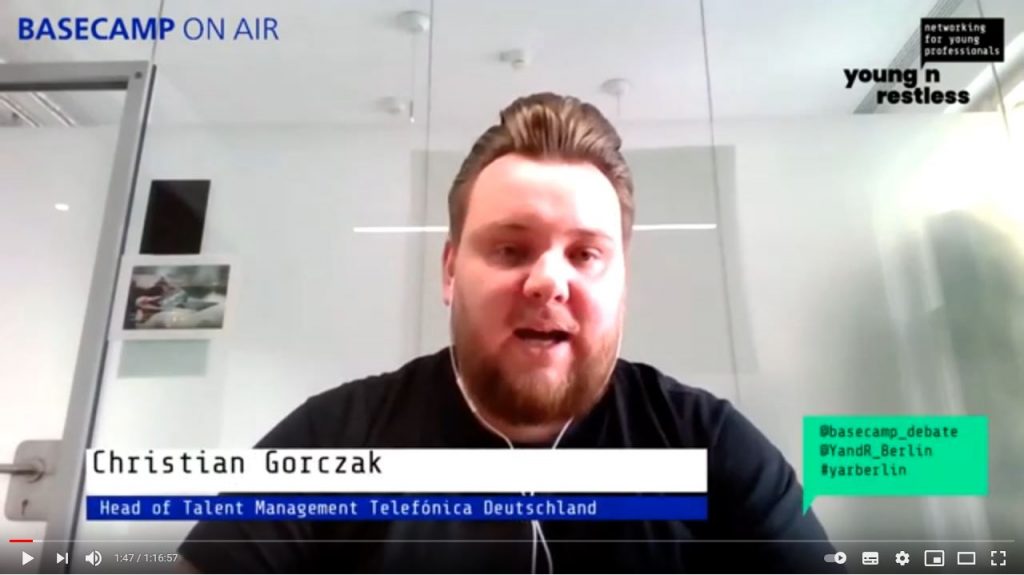 Screenshot der Veranstaltung: Christian Gorczak Head of Talent Management Telefónica Deutschland