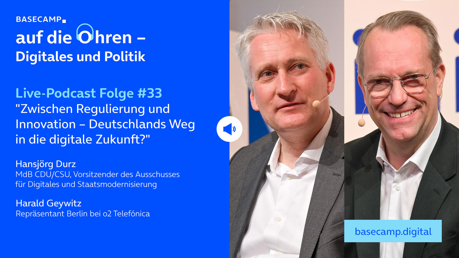 Live-Podcast: Folge #33 "Auf ein Wort mit Hansjörg Durz – Zwischen Regulierung und Innovation – Deutschlands Weg in die digitale Zukunft?" auf YouTube anhören.