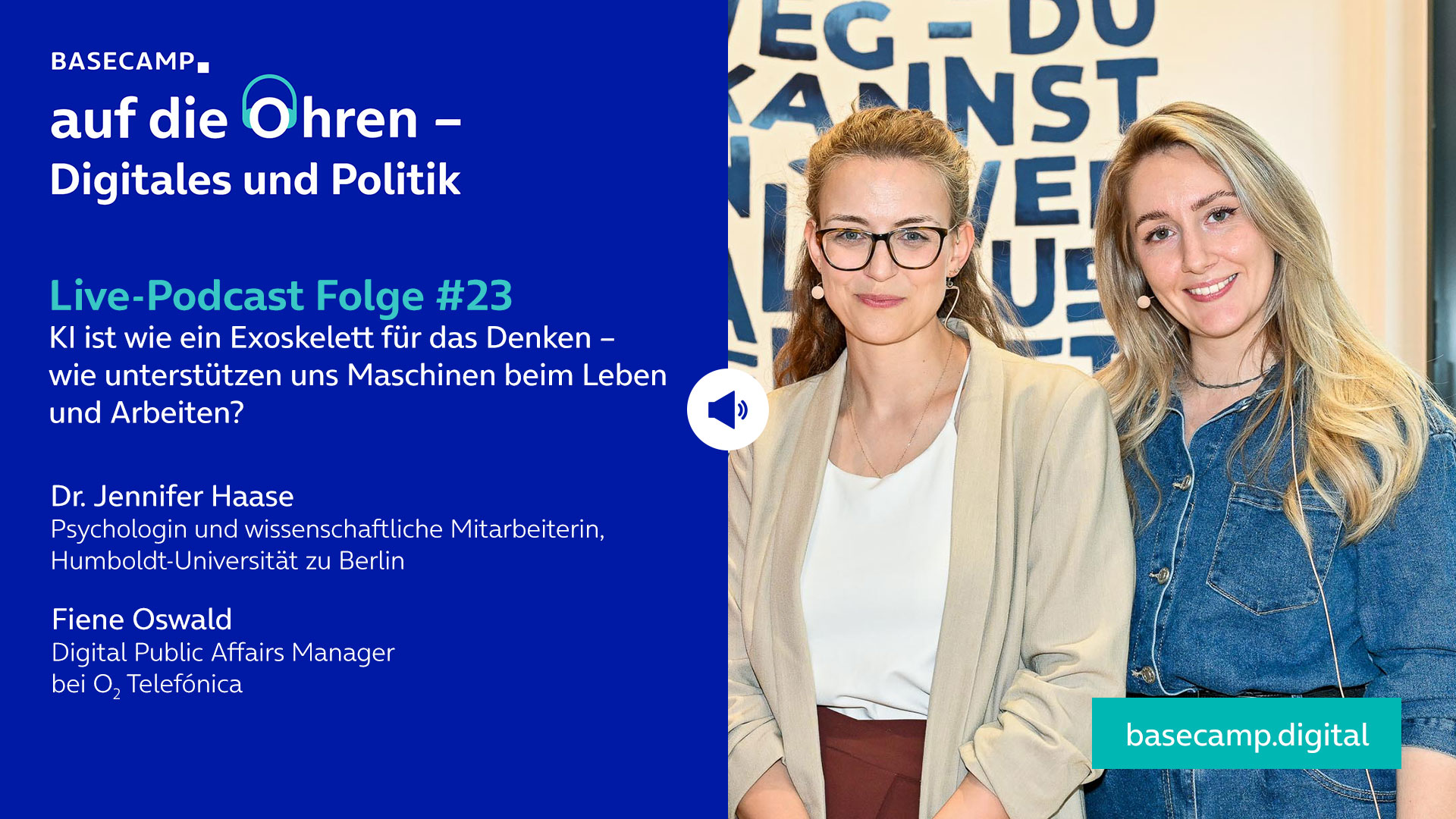 Live-Podcast Folge 23 „KI ist wie ein Exoskelett für das Denken – wie unterstützen uns Maschinen beim Leben und Arbeiten?“ auf YouTube anhören.
Mit dabei:
Dr. Jennifer Haase, Psychologin und wissenschaftliche Mitarbeiterin, Humboldt-Universität zu Berlin.
Moderation: Fiene Oswald, Digital Public Affairs Manager bei o2 Telefónica.