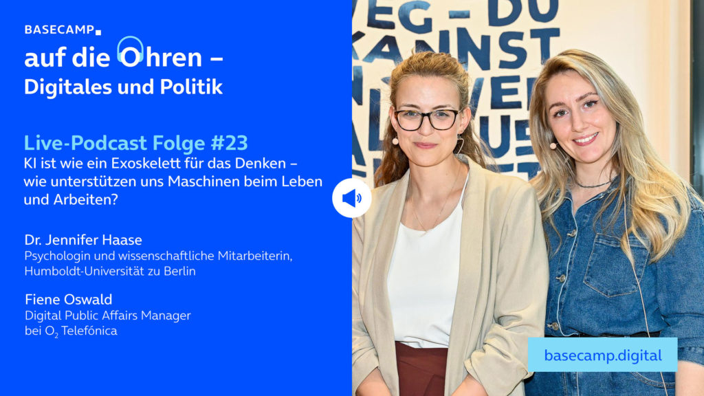 Live-Podcast Folge 23 „KI ist wie ein Exoskelett für das Denken – wie unterstützen uns Maschinen beim Leben und Arbeiten?“ auf YouTube anhören.
Mit dabei:
Dr. Jennifer Haase, Psychologin und wissenschaftliche Mitarbeiterin, Humboldt-Universität zu Berlin.
Moderation: Fiene Oswald, Digital Public Affairs Manager bei o2 Telefónica.