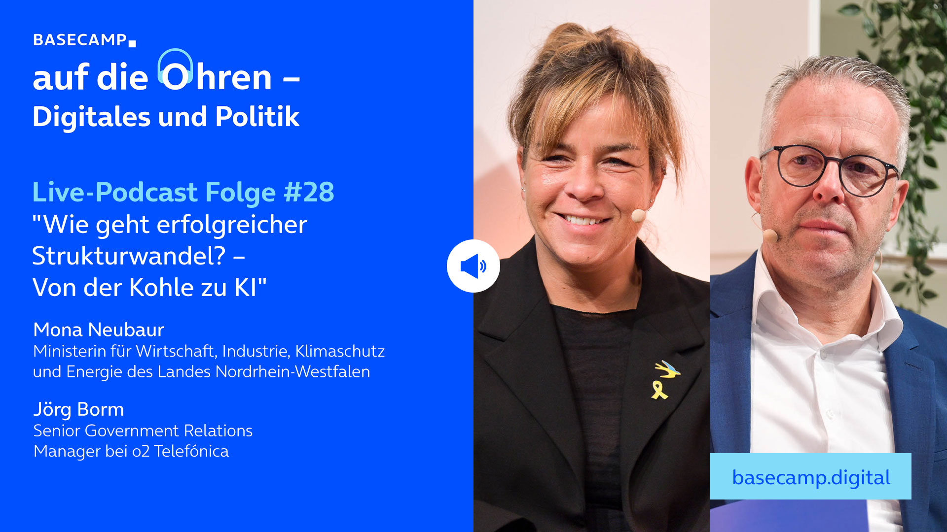 Live-Podcast: Folge 28 "Auf ein Wort mit Mona Neubaur – Wie geht erfolgreicher Strukturwandel? – Von der Kohle zu KI" auf YouTube anhören.