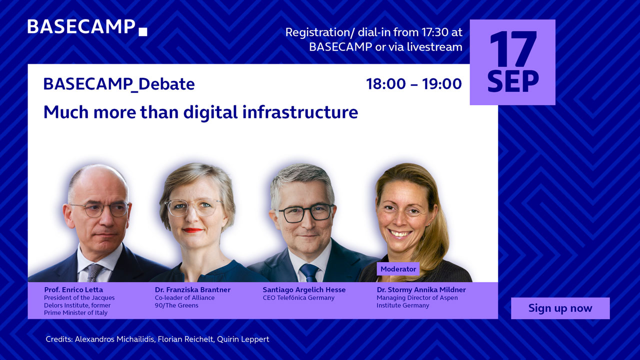 Jetzt auf der Plattform AirLST zur Veranstaltung anmelden: "BASECAMP_Debate: Much more than digital infrastructure" Link öffnet im neuen Tab.