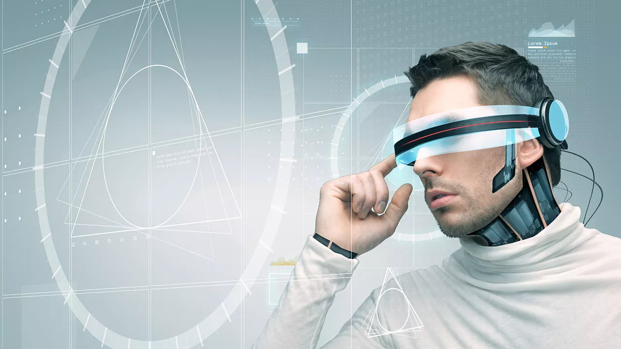 Mann Datenbrille futuristisch Fotolia