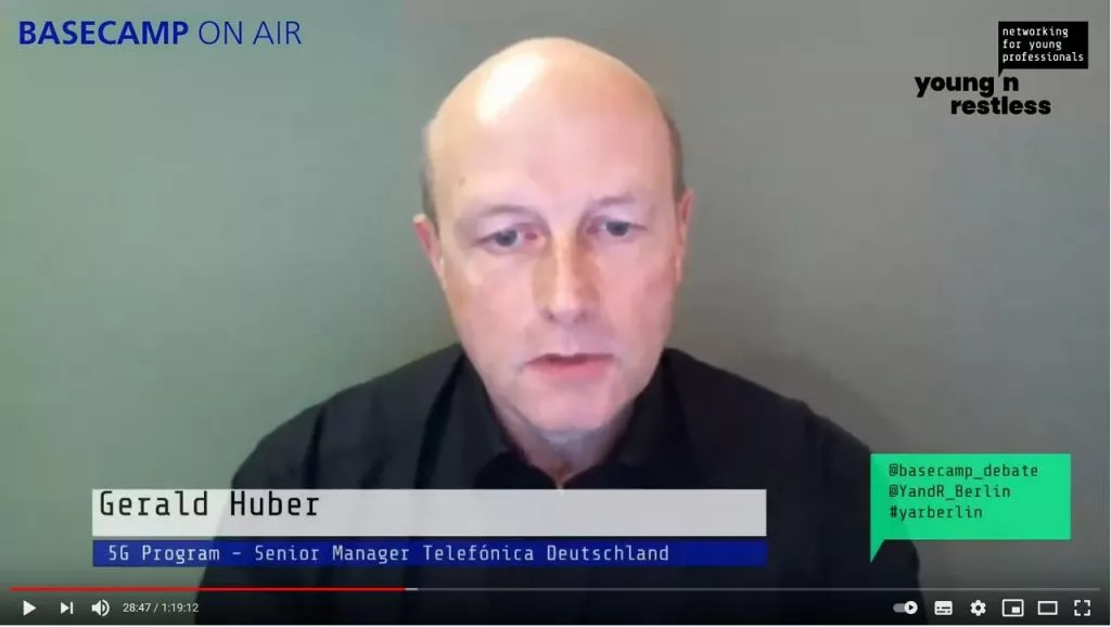 Screenshot der Veranstaltung: Gerald Huber, 5G Program - Senior Manager Telefónica Deutschland