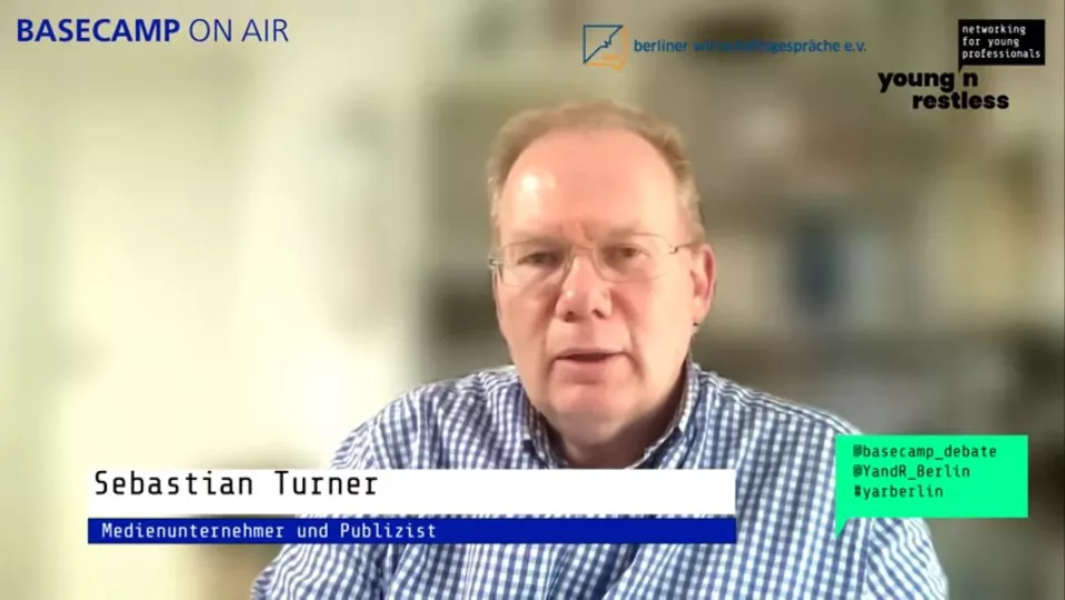 Screenshot der Veranstaltung: Sebastian Turner, Medienunternehmer und Publizist