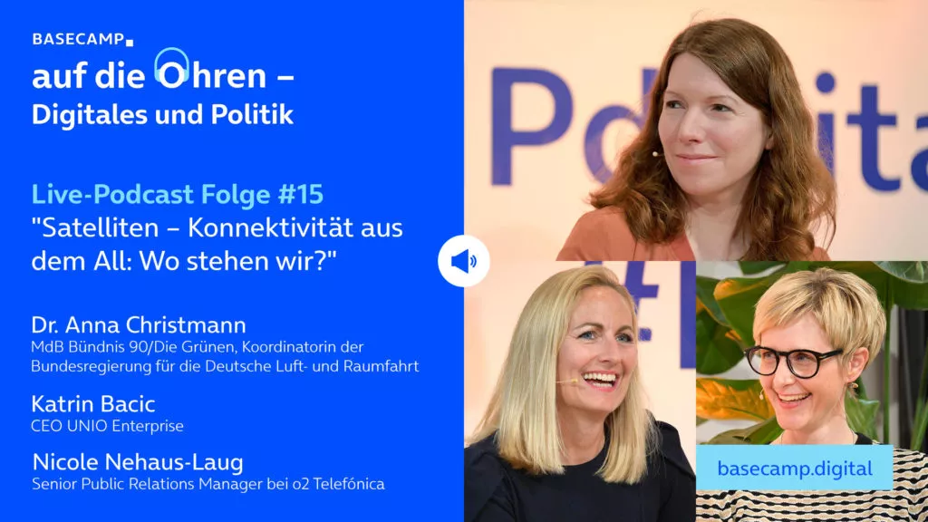 Live-Podcast Folge 15 „Satelliten – Konnektivität aus dem All: Wo stehen wir?“ auf YouTube anhören.Mit dabei:Dr. Anna Christmann, MdB Bündnis 90/Die Grünen, Koordinatorin der Bundesregierung für die Deutsche Luft- und Raumfahrtund Katrin Bacic, CEO UNIO Enterprise.Moderation: Nicole Nehaus-Laug, Senior Public Relations Manager bei o2 Telefónica.