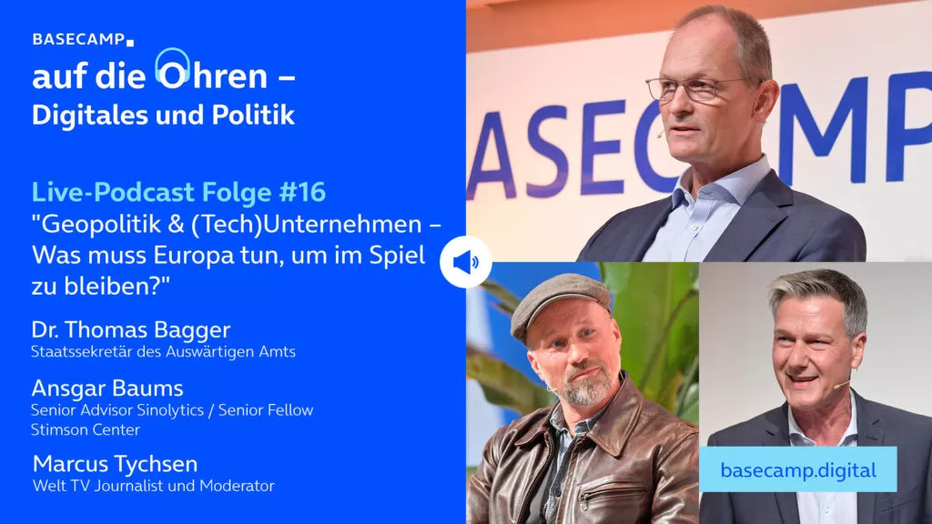 Live-Podcast Folge 16 „Geopolitik & (Tech)Unternehmen – Was muss Europa tun, um im Spiel zu bleiben?“ auf YouTube anhören.Mit dabei:Dr. Thomas Bagger, Staatssekretär des Auswärtigen Amtsund Ansgar Baums, Senior Advisor Sinolytics / Senior Fellow Stimson Center.Moderation: Marcus Tychsen, Welt TV Journalist und Moderator.