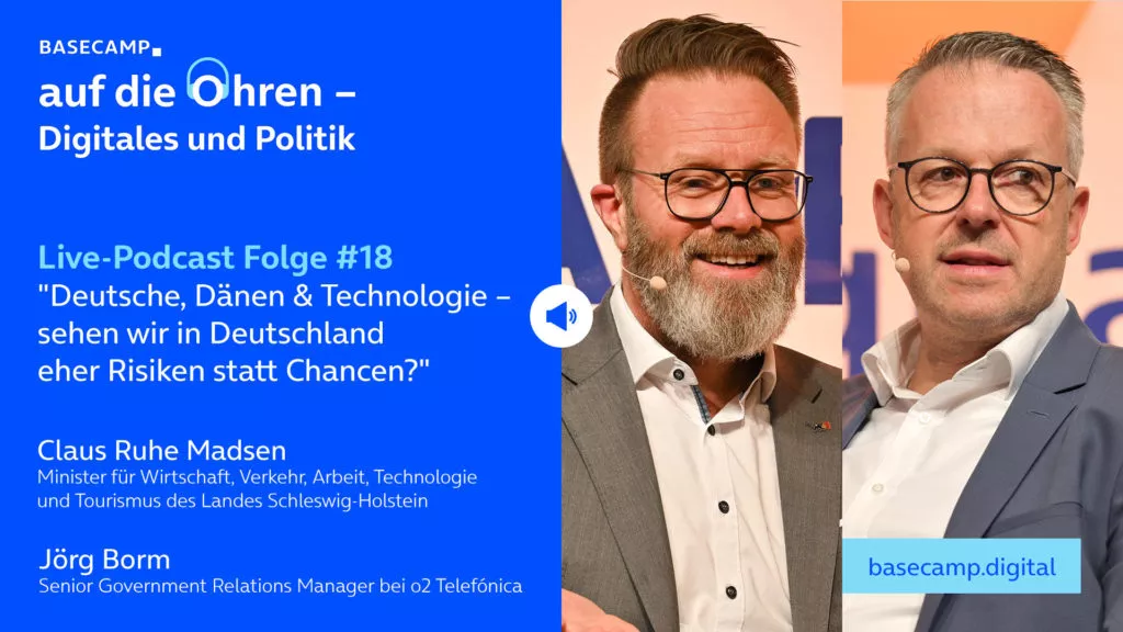 Live-Podcast Folge 18 „Deutsche, Dänen & Technologie – sehen wir in Deutschland eher Risiken statt Chancen?“ auf YouTube anhören.Mit dabei:Claus Ruhe Madsen, Minister für Wirtschaft, Verkehr, Arbeit, Technologie und Tourismus des Landes Schleswig-Holstein.Moderation: Jörg Borm, Senior Government Relations Manager bei o2 Telefónica.