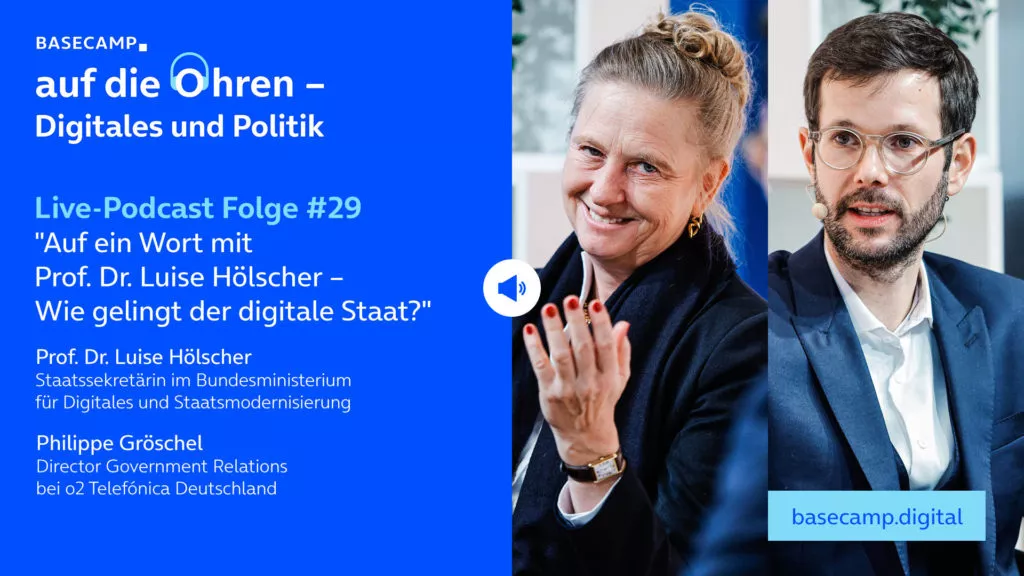 Live-Podcast: Folge #29 "Auf ein Wort mit Prof. Dr. Luise Hölscher – Wie gelingt der digitale Staat?" auf YouTube anhören.