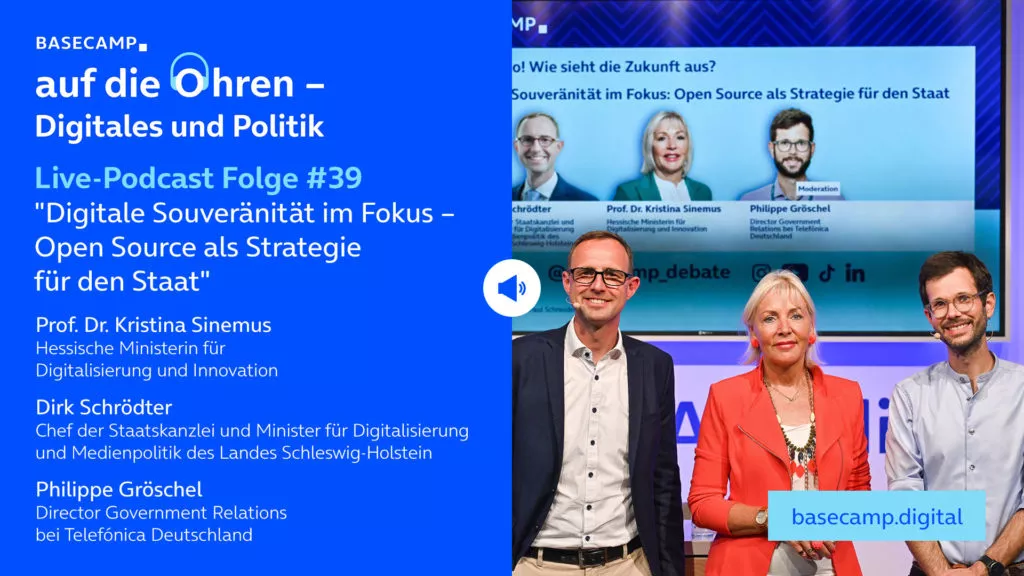 Live-Podcast: Folge #39 "Digitale Souveränität im Fokus - Open Source als Strategie für den Staat" auf YouTube anhören.
