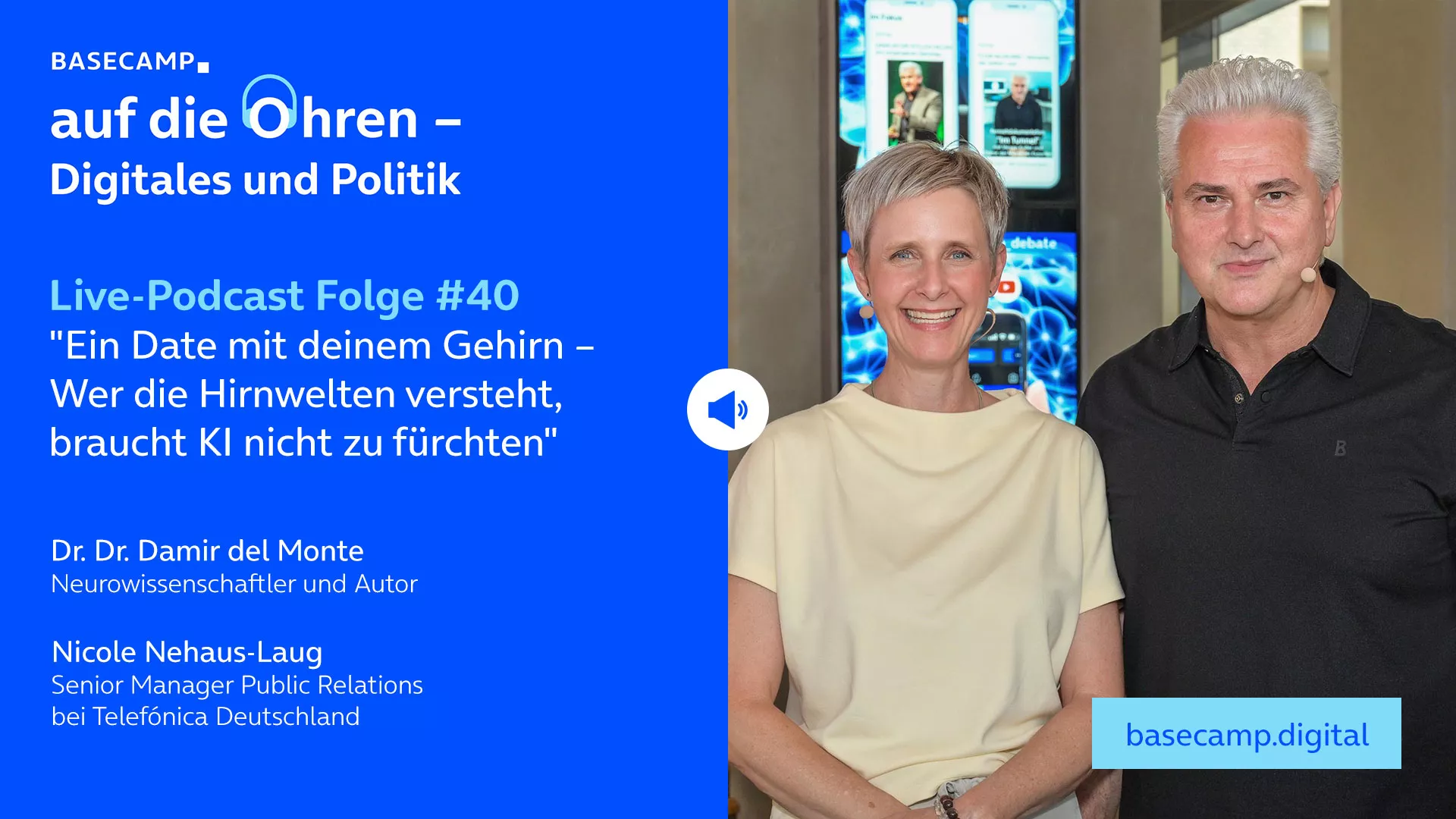 Live-Podcast: Folge #40 "Ein Date mit deinem Gehirn – Wer die Hirnwelten versteht, braucht KI nicht zu fürchten" auf YouTube anhören.