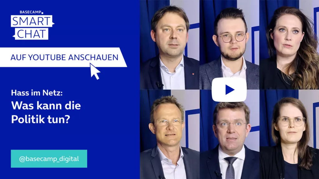 SMART CHAT zum Thema “Hass im Netz – Was kann die Politik tun?” auf YouTube aufrufen.