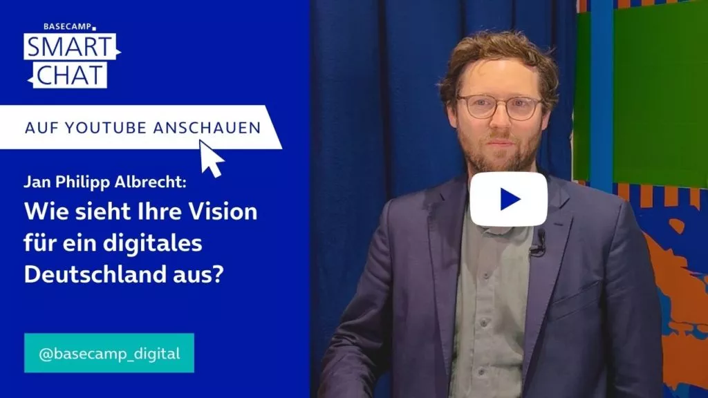 SMART CHAT mit Jan Philipp Albrecht zum Thema “Wie sieht Ihre Vision für ein digitales Deutschland aus?” auf YouTube aufrufen.