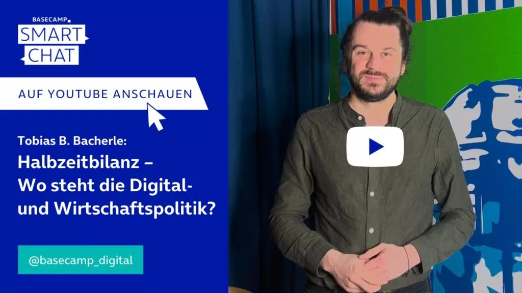 SMART CHAT mit Tobias B. Bacherle zum Thema “Halbzeitbilanz – Wo steht die Digital- und Wirtschaftspolitik?” auf YouTube aufrufen.