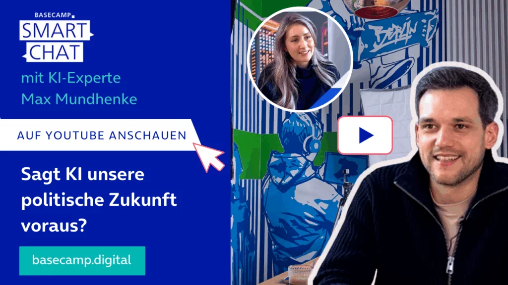 SMART CHAT mit Max Mundhenke zum Thema “Sagt KI unsere politische Zukunft voraus?” auf YouTube aufrufen.
