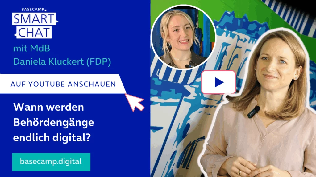 SMART CHAT mit Daniela Kluckert zum Thema “Wann werden Behördengänge endlich digital?” auf YouTube aufrufen.