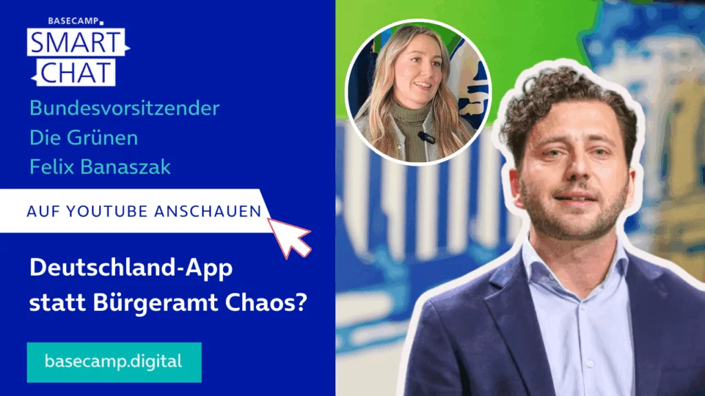 SMART CHAT mit Felix Banaszak zum Thema “Deutschland-App statt Bürgeramt Chaos?” auf YouTube aufrufen.