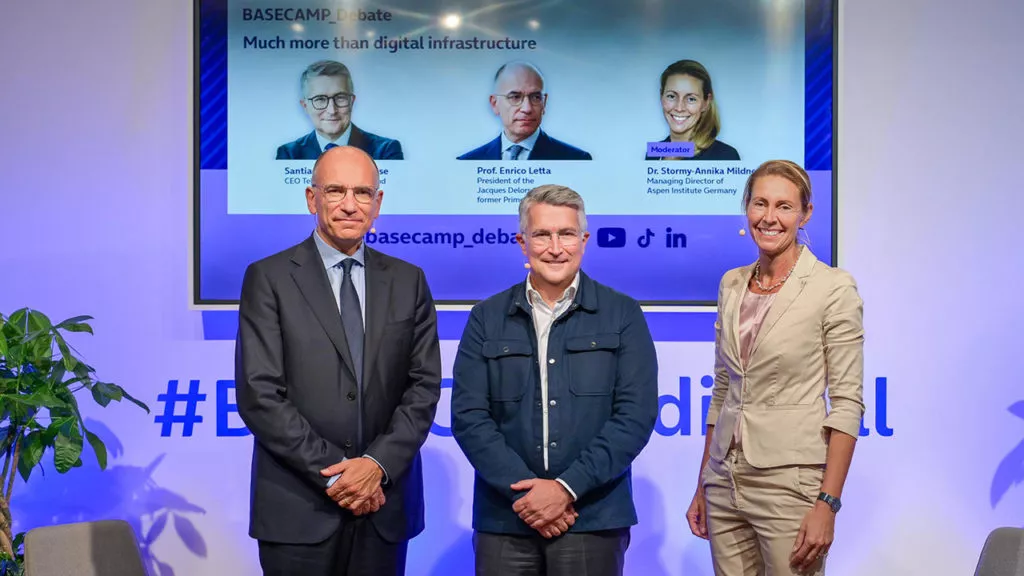 v.l.n.r: Prof. Enrico Letta, Santiago Argelich Hesse, Dr. Stormy-Annika Mildner